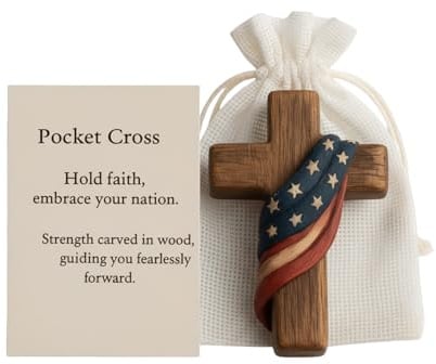 Genérico Prayer Pocket - Mini Scripture Keepsake Wooden Blessing Card | Faith Encouragement Gift for Men and Women, Christian with Flag Decor,