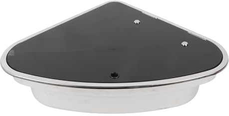 SUPYINI Évier d'angle pour camping-car - Lavabo triangulaire en acier inoxydable avec couvercle en verre trempé - Sortie des eaux usées de 40 mm - Grande capacité de 17 l - Pour bateaux, caravanes
