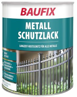 BAUFIX Metall Schutzlack weiss, matt, 1 Liter, Buntlack, Metallfarbe mit Rostschutz zum Streichen, Lack & Grundierung