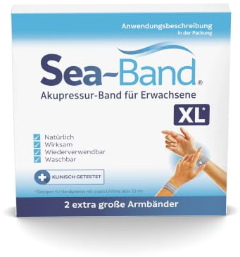 Sea-Band XL Akupressurband für kräftige Handgelenke, grau, 2 Stück