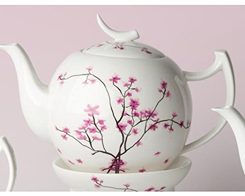 Teekanne Cherry Blossom Weiß mit Kirschblüten 0,4 Liter Bone China TeaLogic