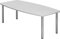 Bümö Konferenztisch oval 220x103 cm großer Besprechungstisch in Weiss, Besprechungstisch mit Chromfüßen, Meetingtisch für 8 Personen, XXL-Tisch für Besprechungsraum & Meeting