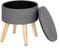 WOLTU® Sitzhocker mit Stauraum Fußhocker Aufbewahrungsbox, Deckel abnehmbar, Gepolsterte Sitzfläche aus Leinen, Massivholz, Hellgrau