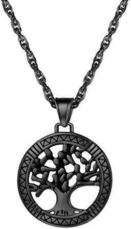 PROSTEEL Vintage Arbol de La Vida Medalla Colgante Arbol de Familia Regalo Abuela Mama, Negro