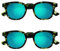 OPULIZE Bay Sonnen Leser Brille 2er Pack Cooler Dicker Runder Rahmen Federscharniere Grün Verspiegelt Getönte Linse UV400-Schutz Matt Grün Schildpatt Herren Damen SS97-6 +1.50