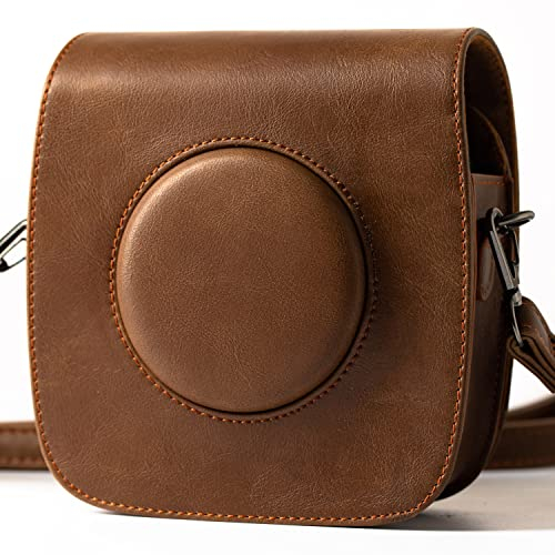 for Fujifilm Instax Square SQ20 Instant Film Camera, Classic Vintage Premium Vegan Leather Bag Cover with Adjustable Shoulder Strap to Protect Fuji instax SQ20 Camera by HelloHelio-Brown