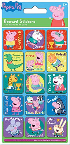 Paper Projects 01.70.12.045 Peppa Pig Rainbow Sparkly Reusable Reward Stickers, Multicoloured, 19.5cm x 9.5cm
