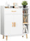 COSTWAY Meuble de Rangement avec Placard Bois Armoire de Rangement avec 1 Tiroir, 2 Portes, 3 Etagères et 4 Pieds pour Chambres, Bureau, Blanc