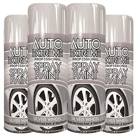 Classic Signature - 4 x Auto Extreme Silver Wheel Spray Paint 400ml Professional Quality, Perfect Finish for Cars, Bikes,Vans, Metal, Wood