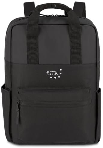BIEN Oslo - sac à dos ultraléger, 0,55kg, 19L, compartiment pour ordinateur portable, résistant à l'eau, sangles à bagages, poche de sécurité, compartiment pour bouteille d'eau (noir)