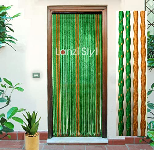 Tenda antimosche Moschiera ETRUSCA mod.A - 2colori 6misure - Porte esterne/interne, Divisori, ottima Schermatura, Negozio, Camper e Roulotte 100% MADE in ITALY (120 x 230 cm, Verde e Oro + Oro)