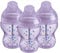Tommee Tippee Advanced Anti-Colic Baby Bottle, 260ml, Slow-Flow Breast-Like Teat for a Natural Latch, Triple-Vented Anti-Colic Wand, Pack of 3, Purple/Pink