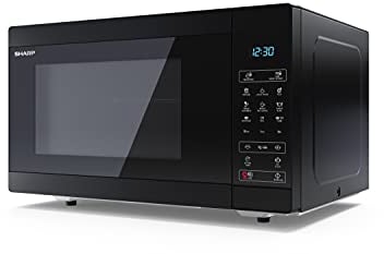 SHARP YC-MS51EB - Microonde senza griglia da 25 litri, controllo digitale, microonde: 900 W, 5 livelli di potenza a microonde, piastra girevole, blocco per bambini, funzione ECO, colore nero.