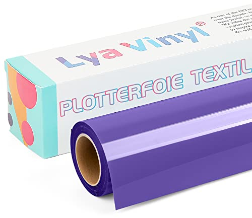 Lya Vinyl Vinilo Textil Termoadhesivo, 30.5 x 305 cm, Rollo de vinilo Textil Morado para Cricut y Silhouette Cameo, Vinilo HTV Morado para Ropa, Bolsas, Zapatos y Otros Textiles