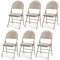 COSTWAY 2/4/6 Pack Fabric Padded Folding Chair, Metal Frame Easy Storage Conference Chair with Sponge Seat, Backrest & Foot Pads, Hall Guest Seating for Bedrooms Office Events (6, High Back, Beige)