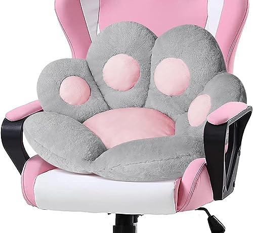 LANPEW Sitzkissen,Katze Pfot Rückenkissen Sitzkissen Cute Cat Paw Stuhlkissen Sitzkissen Plüsch Komfort Sitzpolster Büro Lazy Warm Sitzkissen Bett Tatami Bodenkissen für Home (70x70cm, grau)