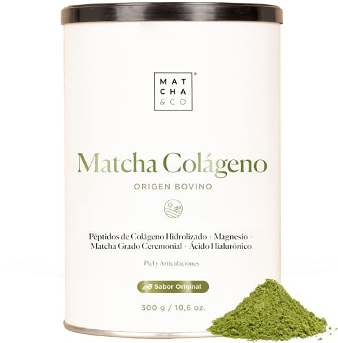 Collagen with Magnesium, Matcha Tea and Hyaluronic Acid. Joints, Skin and Nails. 300 g Matcha Collagen Powder. Gluten Free, no Added sugars and GMO Free. Keep Your Body Healthy and Strong. (Matcha)