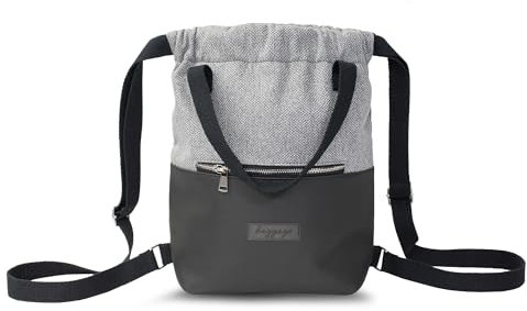 Amazinggirl Handtasche Beuteltasche Damen Tasche A4 oder A5 - Schultertasche Shopper Bag Stofftasche Stoffbeutel mit Innentasche Einkaufstasche Beutel als große Umhängetasche Schwarz - Grau