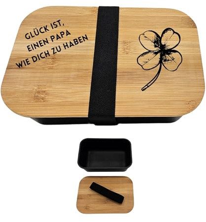 Druckerino Brotdose: Glück ist, einen Papa wie Dich zu haben | Geschenk Vatertag | Vatertagsgeschenk für Papa - Lunchbox Erwachsene | Gravur
