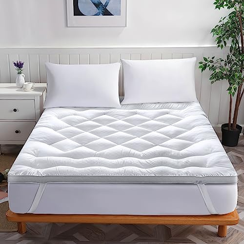BedStory SSTP46020 Matratzenauflage, ultraweich, 6 cm dick, Daunen-Alternativfaser für Rückenschmerzen, kühlend, Weiß, 150 x 200 cm