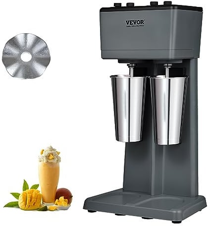 VEVOR Batidora Eléctrica para Batidos de 2 Cabezales Batidora 750 W 3 Velocidades 15000/18000/21000 RPM 2 Vasos de Acero Inoxidable 820 mL para Preparar Bebidas Leche Té Batido Hogar Bar