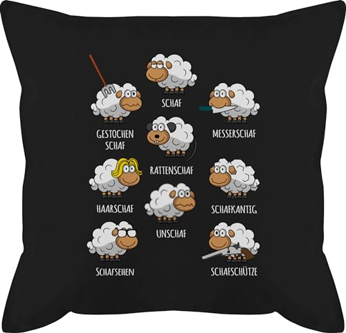 Shirtracer Kissen 50x50 - Schafe Schäfchen Schäfer Schaf Sheep Schafbauer Lustig Witzig - 50 x 50 cm - Schwarz - schafkissen Kissen+Schaf schafen unschaf männerkissen mit schafmotiv Motiv gestochen