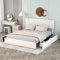 Polsterbett 160 x 200 cm - Doppelbett Bett mit Lattenrost, Polsterbett Bett mit Vier Schubladen auf Zwei Seiten, Verstellbares Kopfteil, Jugendbett Gästebett, Samtpolsterung, ohne Matratze Beige