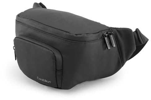 Cwatcun Borsa per Fotocamera Impermeabile da Cintura, Borsa Quotidiana a Tracolla per Canon, Nikon, Sony, Fuji DSLR/SLR, Obiettivo - Nero