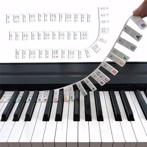 LINXINS 88-Key Full Size Removable Piano Keyboard Note Labels, Colorful, Modern, Beginner Piano Accessory