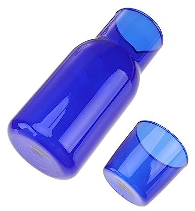 COLLBATH Blue Glassware Drinkware Set with Water Carafe and Cups, Transparent Glass Household Water Bottle and Cup Set for Home and Outdoor Travel, 1 Set