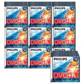Nierle Bundle: Philips DVD+R, 4,7 GB, 16x Speed dans boitier 10x10 Slim Case 100 Discs