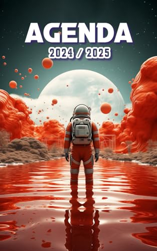 Agenda Scolaire 2024 2025: 1 PAGE par JOUR | Septembre 2024 à Juillet 2025 | Collège, Lycée et Etudiants | Astronaute et lune