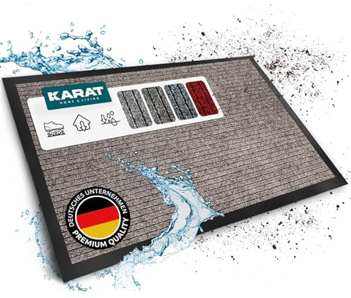 KARAT Schmutzfangmatte Dura - 66 x 120 cm, Beige - Fußmatte mit Rutschfester Rückseite - Türmatte für Eingangsbereich - Fußabtreter, Sauberlaufmatte, Türvorleger