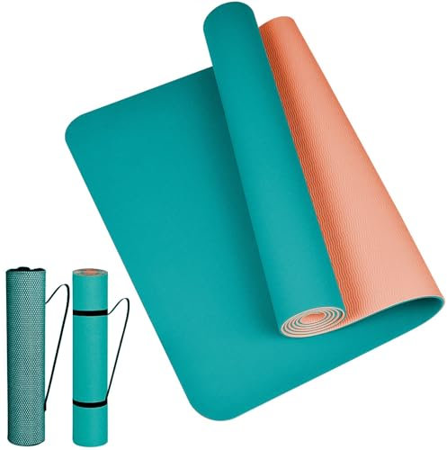 Tappetino Yoga in TPE Ecologico, m MU, Tappeto Allenamento Antiscivolo Doppia Faccia ad Alta Densita Materassino, Impermeabile Dimensione di 183 x 61 x 0.6 cm con Custodia, per pilates, palestra