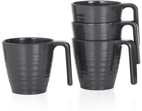 Set di tazze da campeggio in melamina per 4 persone, 4 pezzi (compatibili con rosso, blu, grigio, curry, verde)