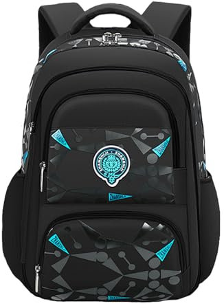 Schulrucksack Jungen Rucksack Kinder Teenager Kinderrucksack Jungs Schultasche Teens Schwarz Schulranzen Jungen ab 6-12 Backpack Wasserdicht 46x30x17cm