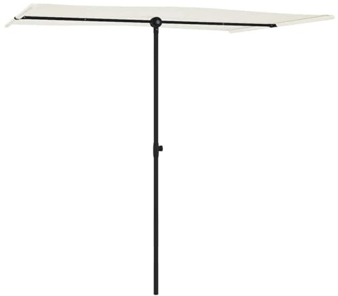 Homgoday Parasol de Jardin avec mât en Aluminium 2x1,5 m Blanc Sable, Parasol d'extérieur pour Jardin Terrasse, Balcon, Plage, Piscine