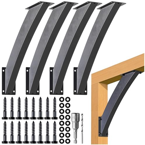 AECXM Heavy Duty 2''x4'' (Actual: 1.5''x3.2'') Arc 45° Angle Support Brackets, for gazebos, Decks, porches, Log Cabins and Other Wood Frame Degree Angle Pergola (4-Bracket)