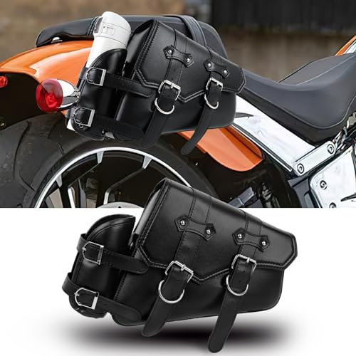 DREAMIZER Motorrad Satteltaschen Universelle Leder Motorrad Tasche mit Trinkflaschen Tasche wasserdichte Motorradzubehör Kompatibel mit Harley Honda Kawasaki Suzuki Yamaha