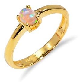 Stone House Äthiopischer Opal-Edelstein-Verlobungsring aus 925er Sterlingsilber, Welo-Feueropal-Ring für Sie (R015)