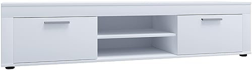 VCM Bois TV Lowboard Meuble Armoire TV Table Console Table TV Largeur 160 cm Usilo XL Bois TV Lowboard Meuble Armoire TV Table Console Table TV Largeur 160 cm Usilo XL Blanc