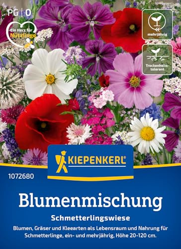 Kiepenkerl Blumensamen-Mischung Schmetterlingswiese 1072680, Blumensaat | Blumensamen für Blumen, Gräser und Kleearten, Wuchshöhe 20-120 cm, mehrjährig