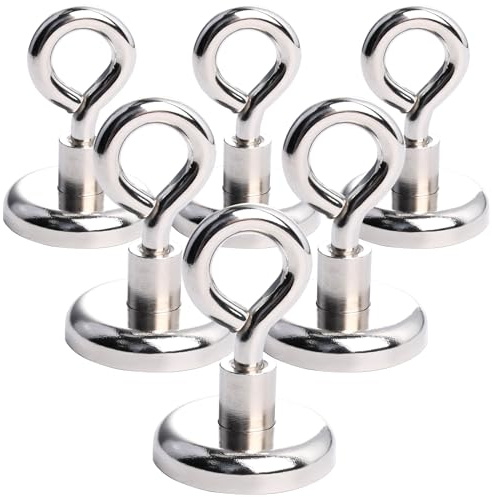 Aenienoe 6Stück 32mm Magnete Stark Groß Neodym Magnet Extra Starke Magneten Starker Halt mit öse Schrauben Magnet für Camping Industrie