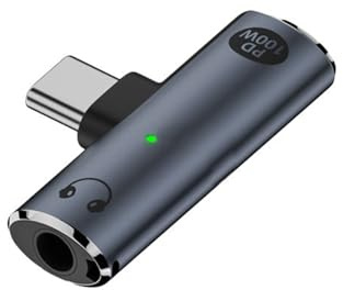 USB C auf 3.5 mm Audio Adapter,2 in 1 USB Typ C auf Aux Kopfhörerbuchse und 100W PD/QC Netzteil,USB C Kopfhörer Adapter,Laden und gleichzeitig Musik hören,für meisten Mobiltelefone und Computer