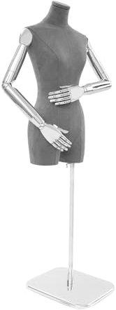 Schaufensterpuppe Weiblich Schneiderpuppe, Schneiderbüste mit Verstellbarer Höhe 120-210cm Damenbüste Mannequin Kleiderpuppe Torso (Grau, Standard Körperform)