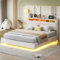 Moimhear Polsterbett 160x200cm, Hydraulisches Schwebender Bettrahmen mit Stauraum, Multifunktionales Polsterbett mit USB-Steckdose und LED-Licht, Wendekopfteil, Leinen (Beige (160x200cm))