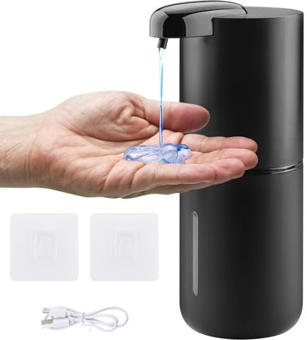 Behire Dispenser Sapone Automatico,380 ML USB Ricaricabile Dosatore Sapone Liquido, Dispenser Sapone Muro con Sensore,Montaggio a Parete per Cucine Bagni Scuole Hotel