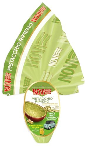 Novi Uovo PISTACCHIO con Cioccolato a Latte e Ripieno e Granella di Pistacchio con Sorpresa 300g (EDIZIONE PASQUA 2025)