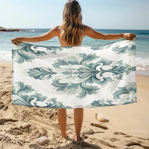 Strandtuch 200X200 Grün Mikrofaser Handtuch Beach Towel,Strandlaken,Strandtücher,Picknickdecke wasserdichte Stranddecke, Stranddecke Sandfrei für Strand, Park, Camping, Wandern