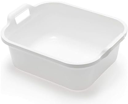RYYN® Addis White Rectangular Bowl 9.5L With Handles For Washing Up Dishes Fit For Kitchen Sinks Easy Clean High Gloss Finish